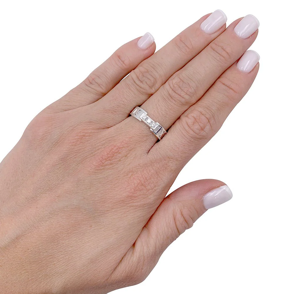 Bague TIFFANY & CO. "Atlas", or blanc, diamants - Image 4