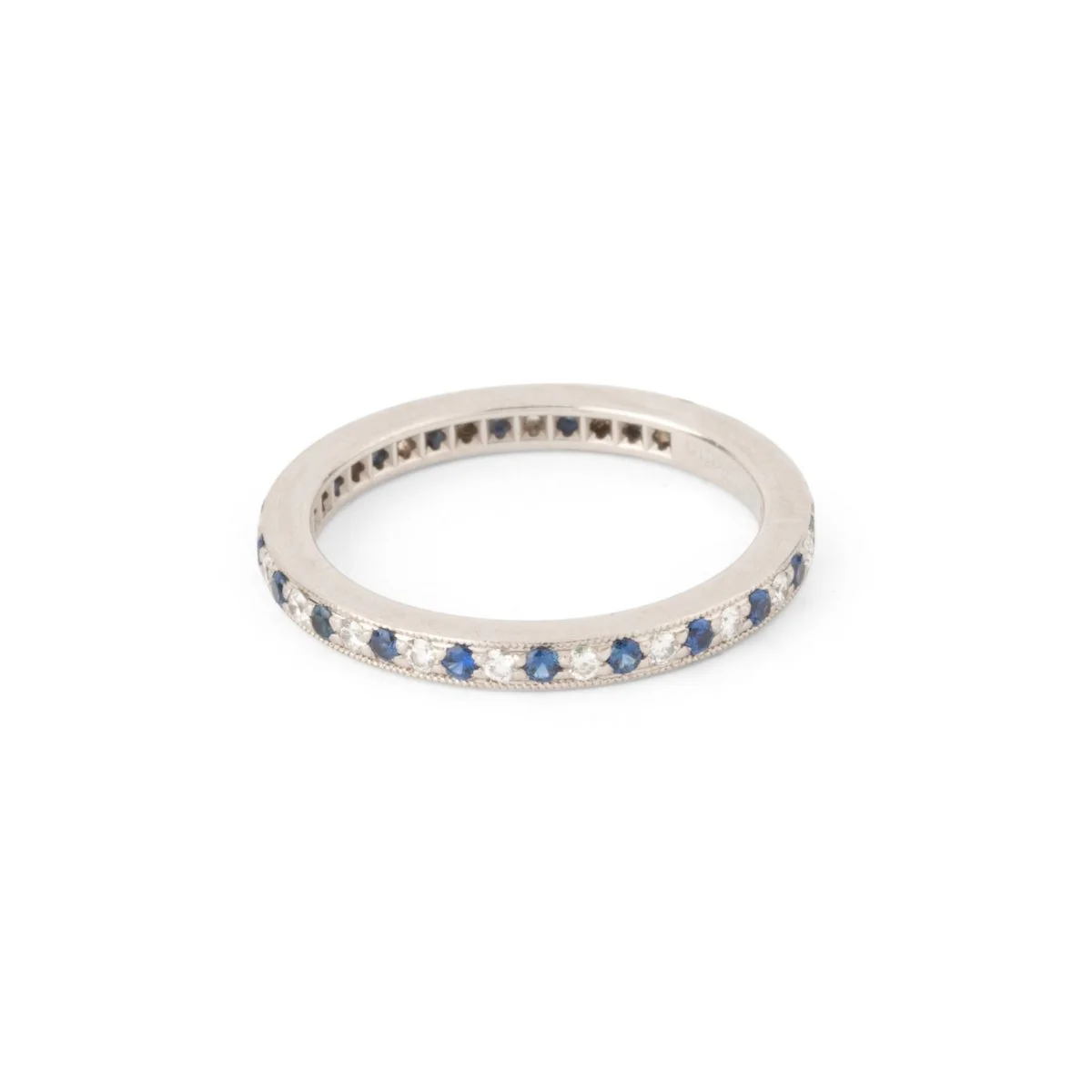 Bague Alliance TIFFANY & CO en platine, saphirs et diamants - Image 4
