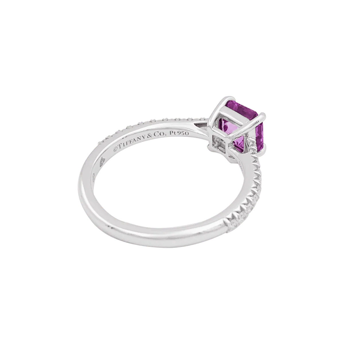 Bague TIFFANY & CO, "Novo" platine, saphir rose et diamants - Image 3