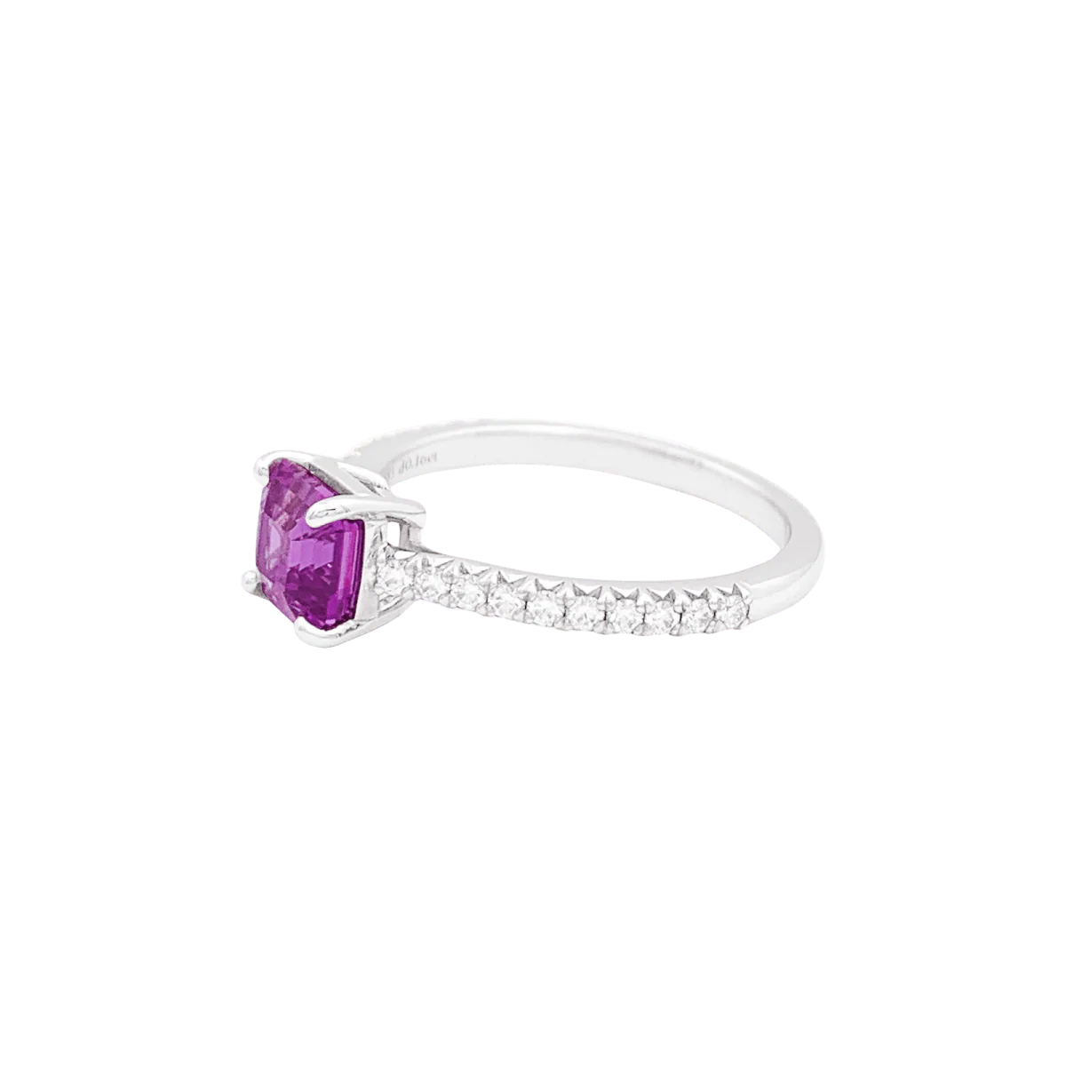 Bague TIFFANY & CO, "Novo" platine, saphir rose et diamants - Image 4