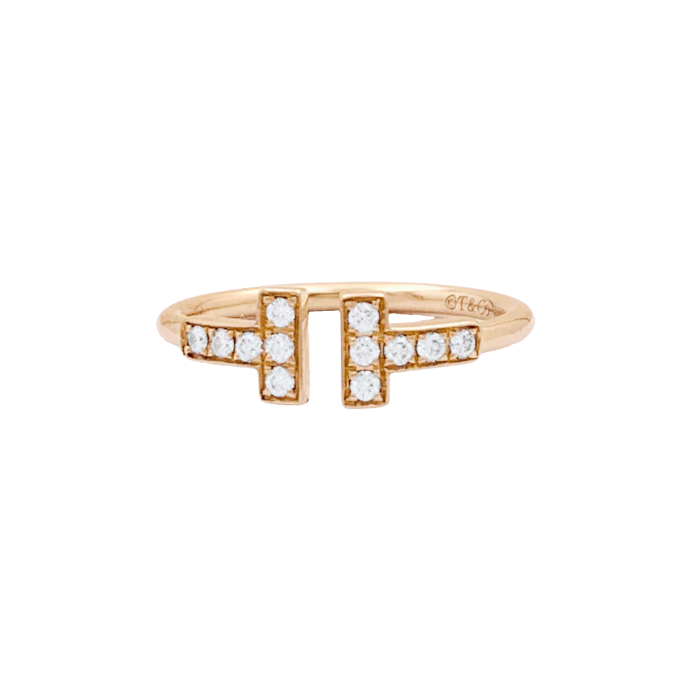 Bague Pavée TIFFANY & CO "Wire" en or rose et diamants