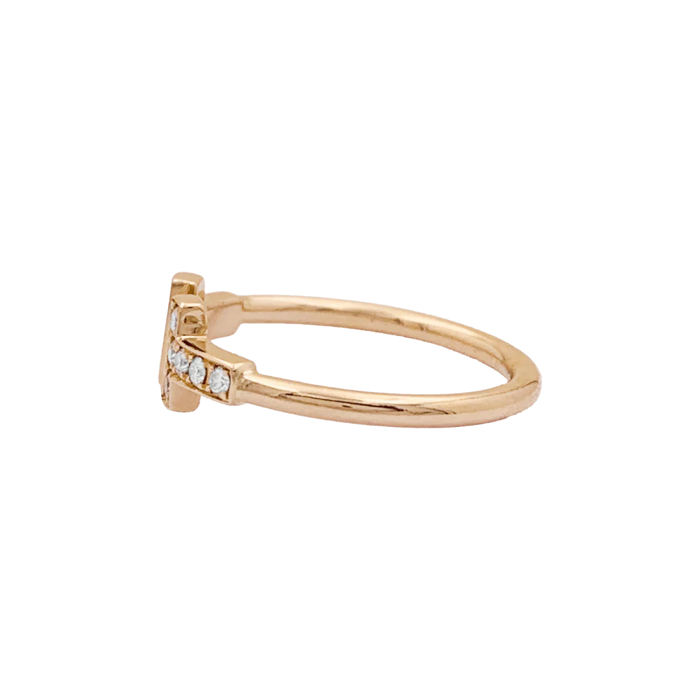 Bague Pavée TIFFANY & CO "Wire" en or rose et diamants - Image 3