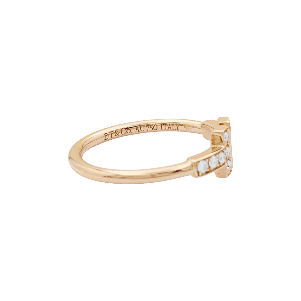 Bague Pavée TIFFANY & CO "Wire" en or rose et diamants - Image 4