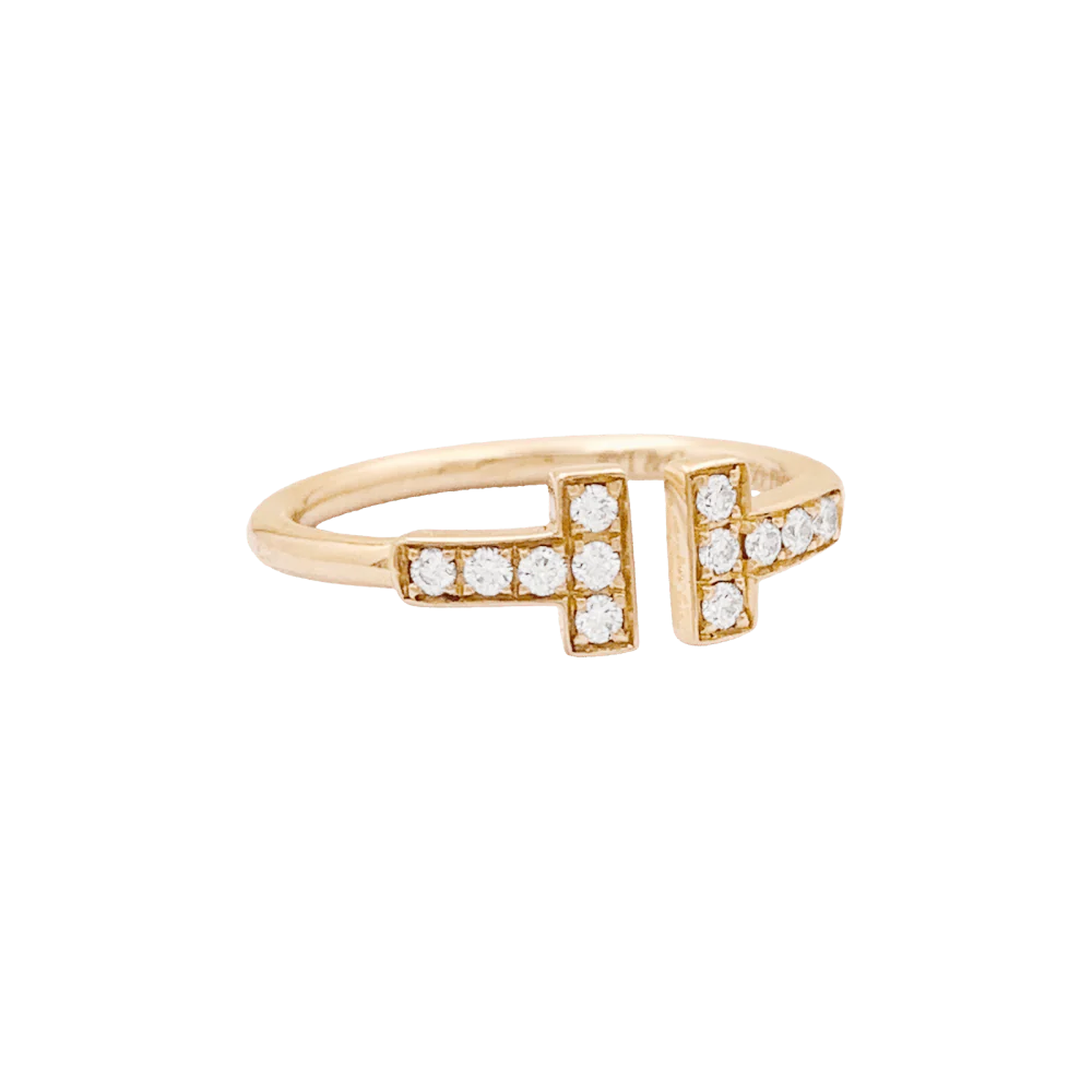 Bague Pavée TIFFANY & CO "Wire" en or rose et diamants - Image 5