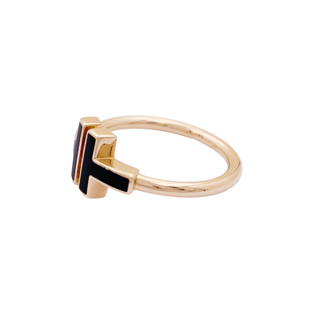Bague Jonc TIFFANY & CO. "Wire" en or rose et onyx - Image 3