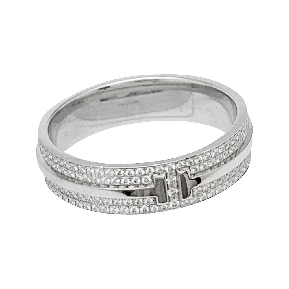 Bague TIFFANY & CO. "T de Tiffany" en or blanc et diamants - Image 3