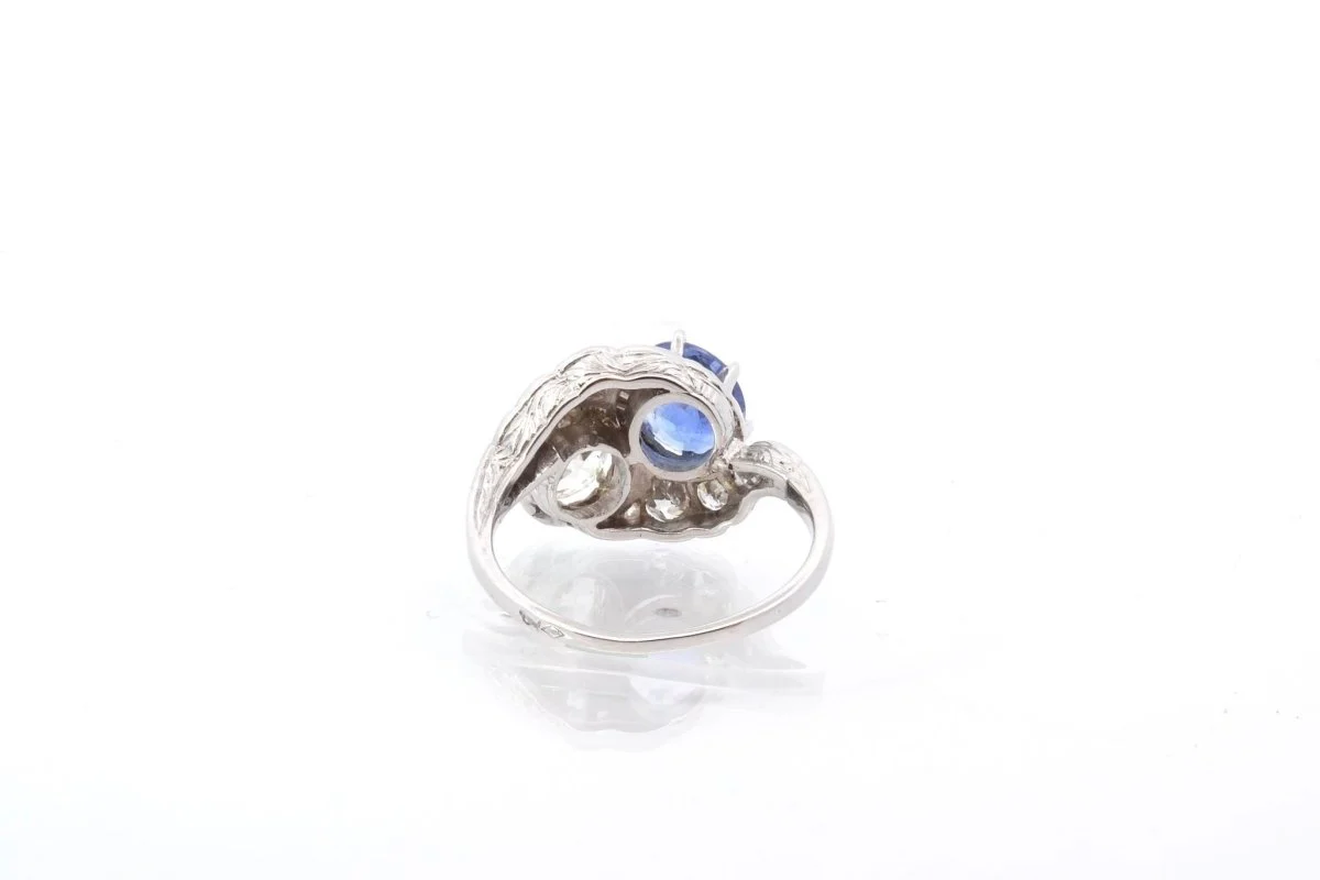 Bague toi et moi 1900 diamants et saphir en platine - Image 5