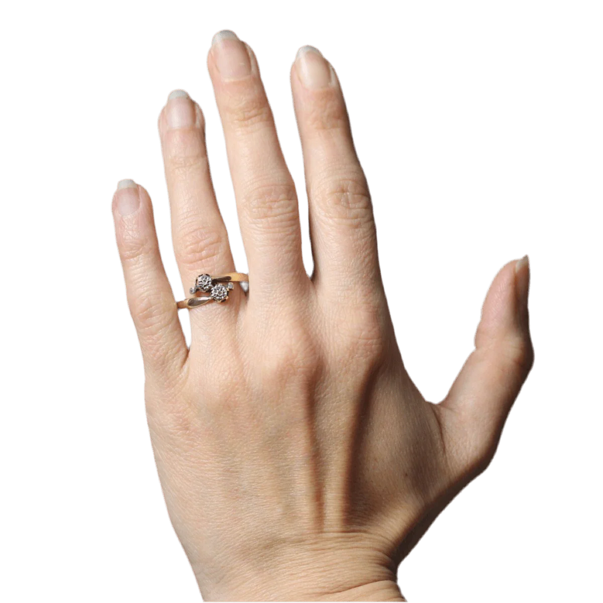 Bague Toi & Moi en or jaune et diamants - Image 2