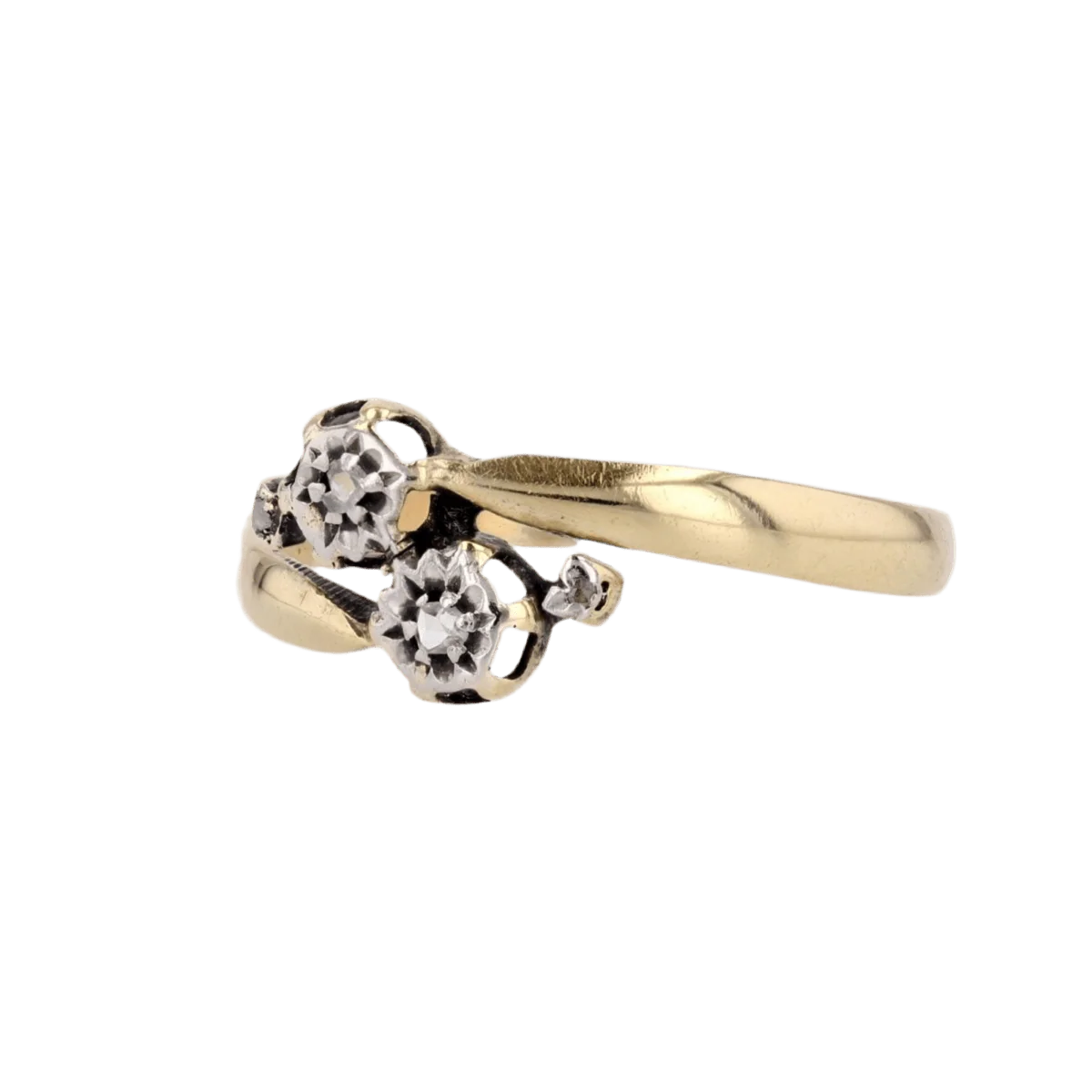 Bague Toi & Moi en or jaune et diamants - Image 3