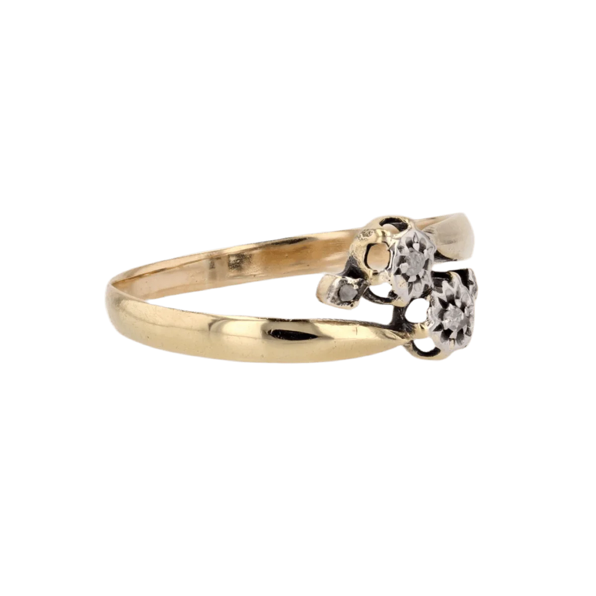Bague Toi & Moi en or jaune et diamants - Image 5