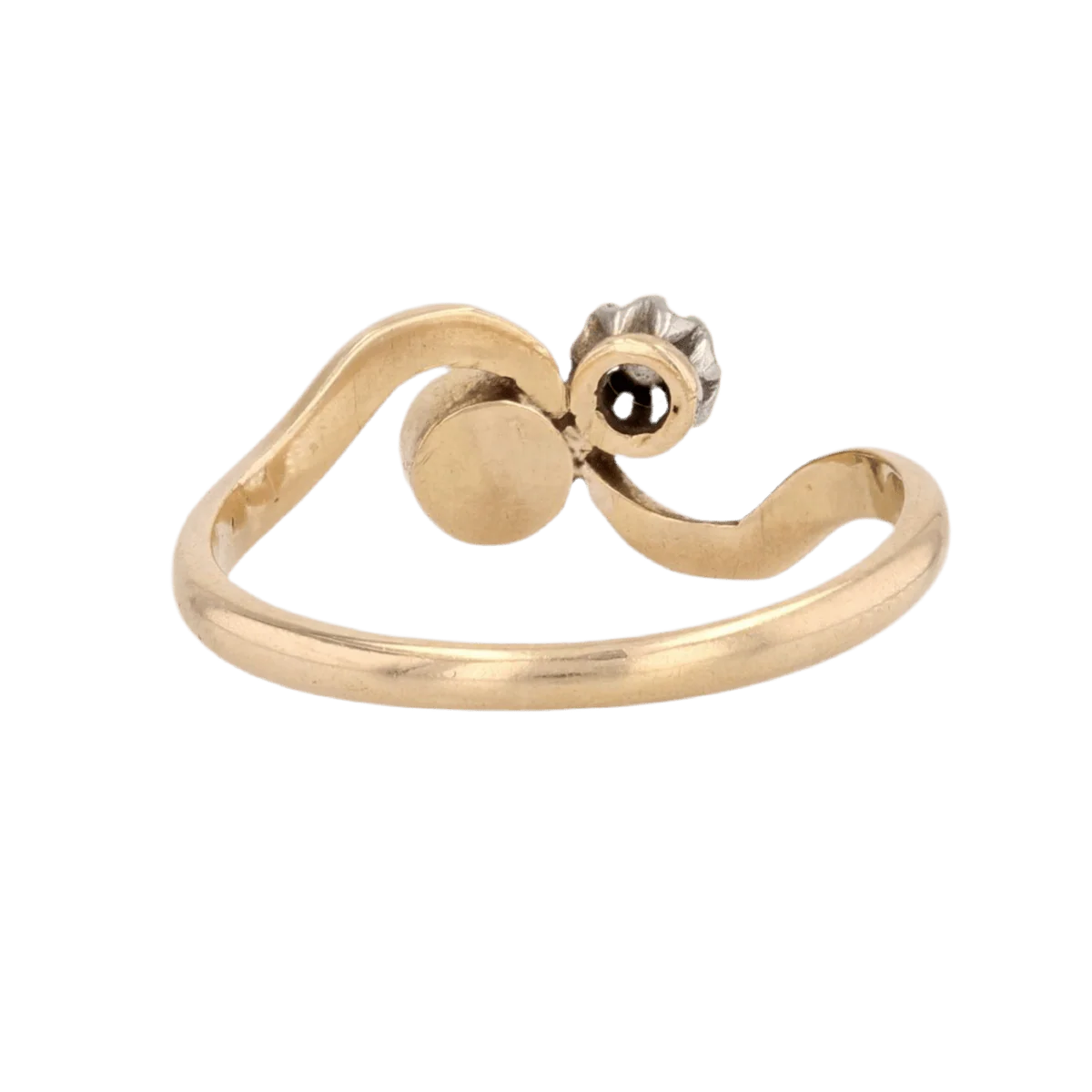 Bague Toi & Moi en or jaune, perle et diamant - Image 4