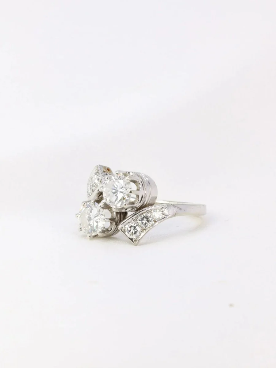 Bague toi et moi vintage en or et diamants 1.6 ct - Image 3