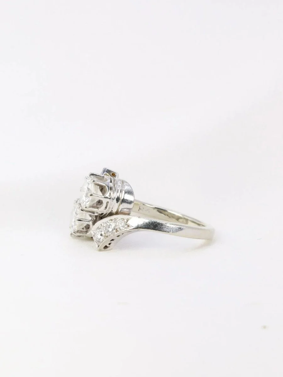 Bague toi et moi vintage en or et diamants 1.6 ct - Image 4