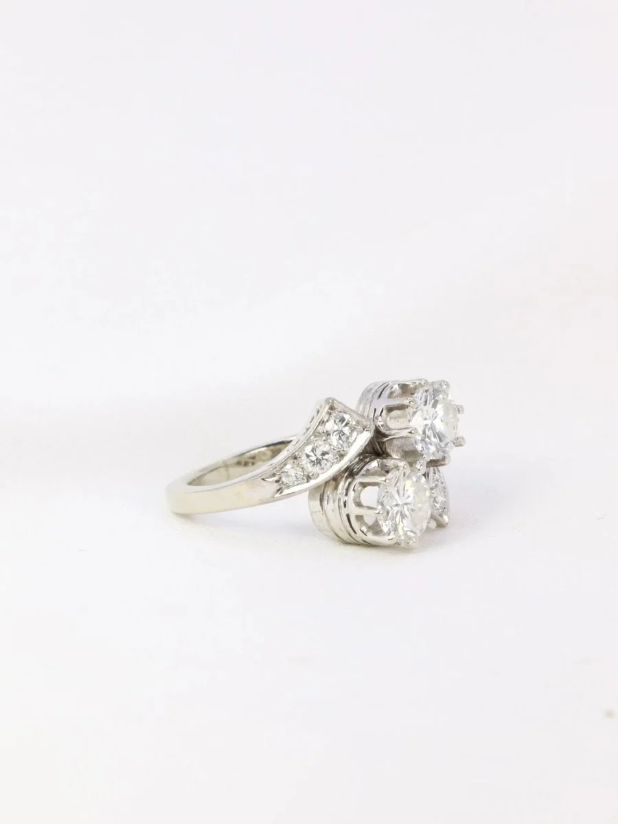 Bague toi et moi vintage en or et diamants 1.6 ct - Image 7