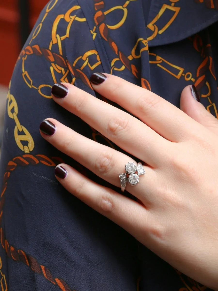 Bague toi et moi vintage en or et diamants 1.6 ct - Image 8
