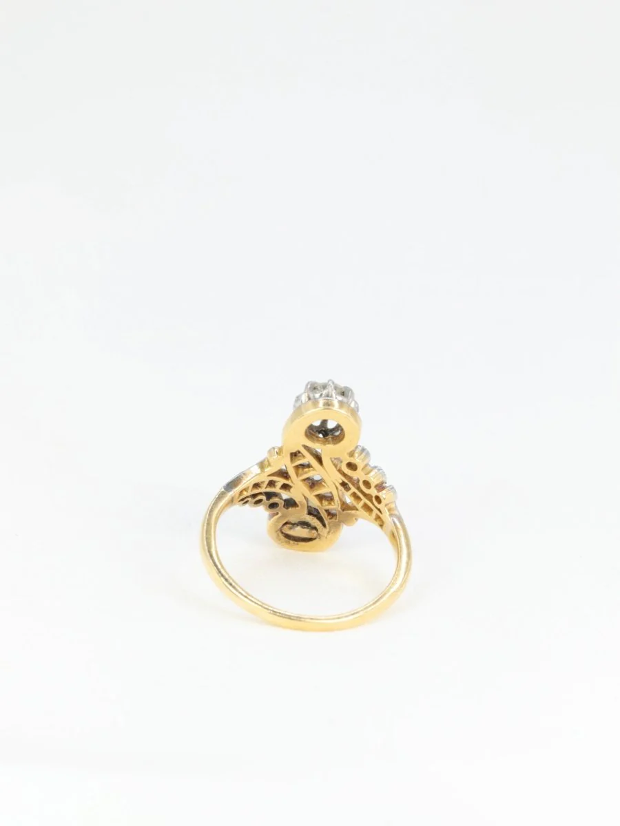 Bague toi et moi Belle Epoque or blanc perle diamants - Image 5