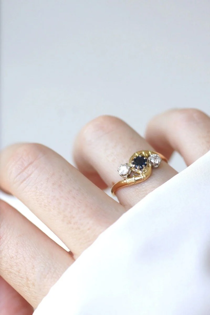 Bague toi et moi saphir, et diamants - Image 2