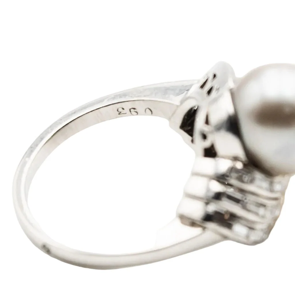 Bague Toi & Moi en platine, perles et diamants - Image 4