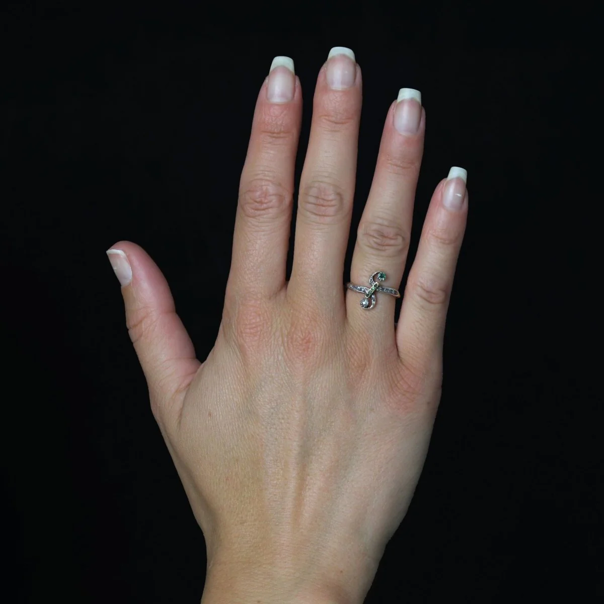 Bague Toi & Moi en or rose, émeraudes et diamants - Image 2