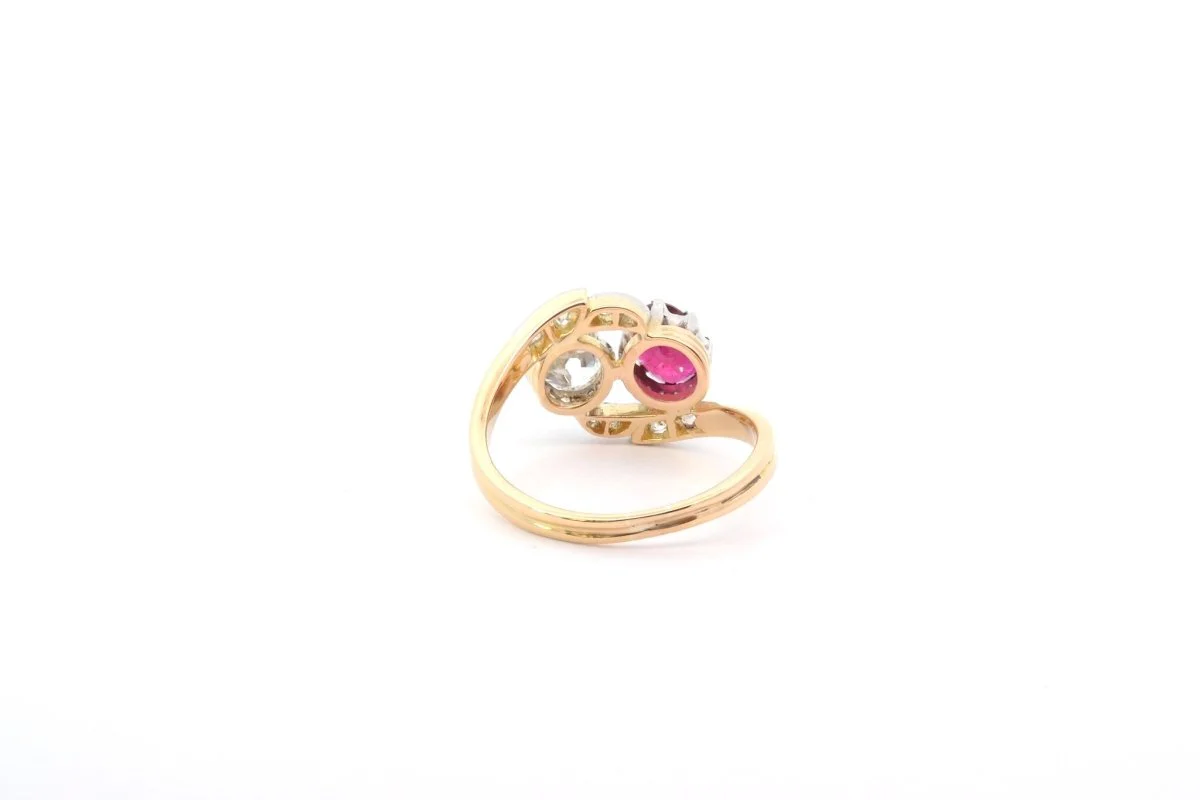 Bague Toi et Moi Diamants et Rubis en Or 18k - Image 5