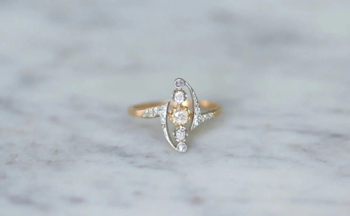 Bague Volutes diamants Belle Epoque - Image 3