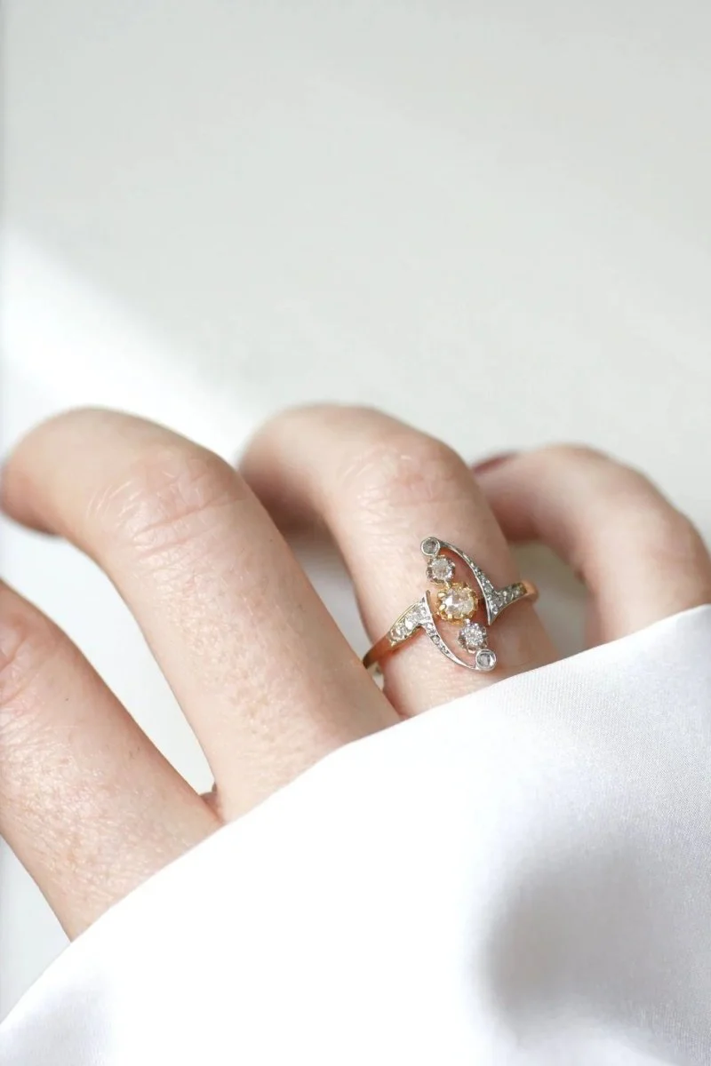 Bague Volutes diamants Belle Epoque - Image 6