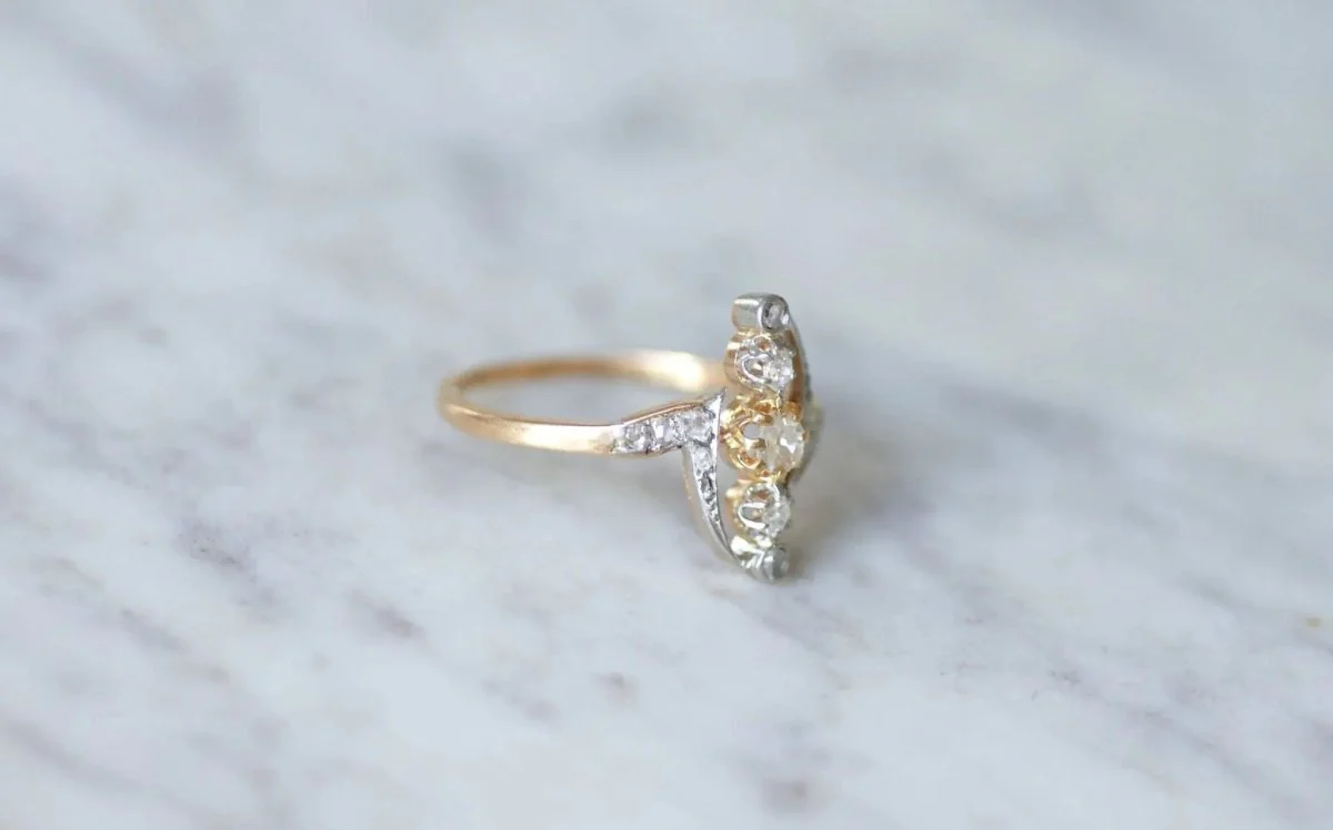 Bague Volutes diamants Belle Epoque - Image 7