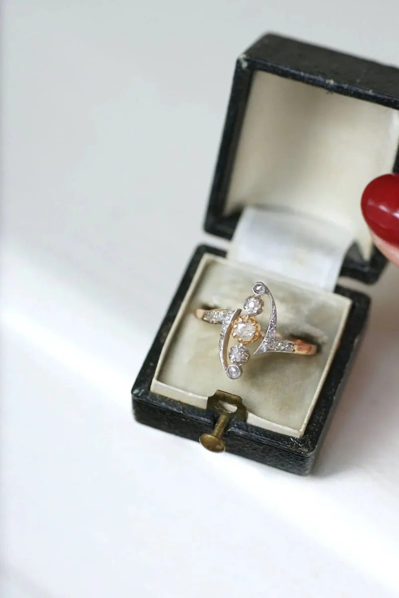Bague Volutes diamants Belle Epoque - Image 8