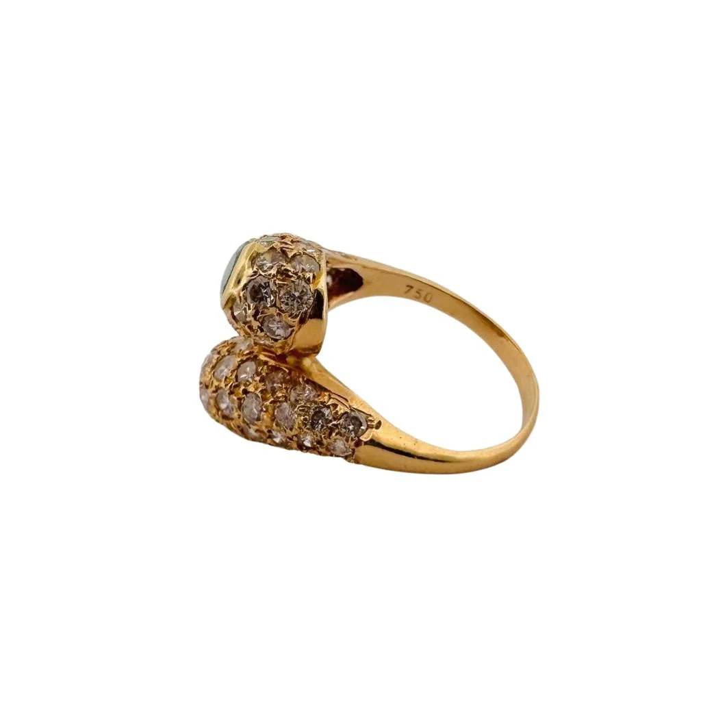 Bague Toi et moi en or jaune, émeraude et diamants - Image 4