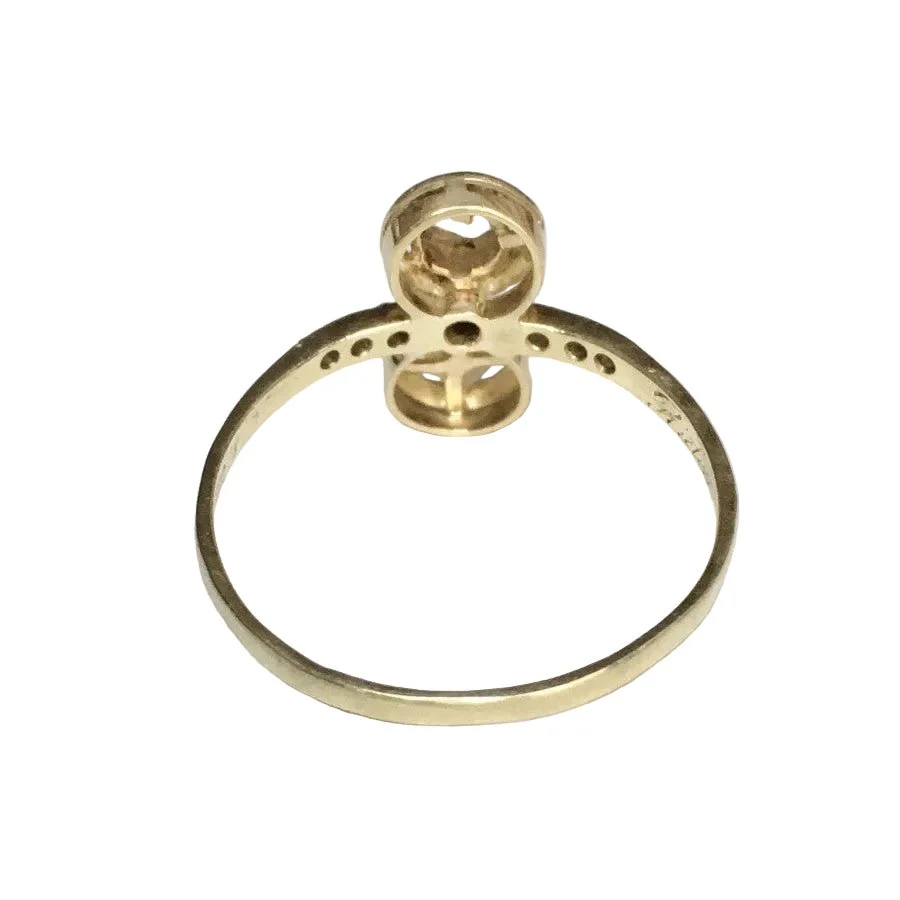 Bague Toi & Moi en or jaune, platine, perle et diamants - Image 4