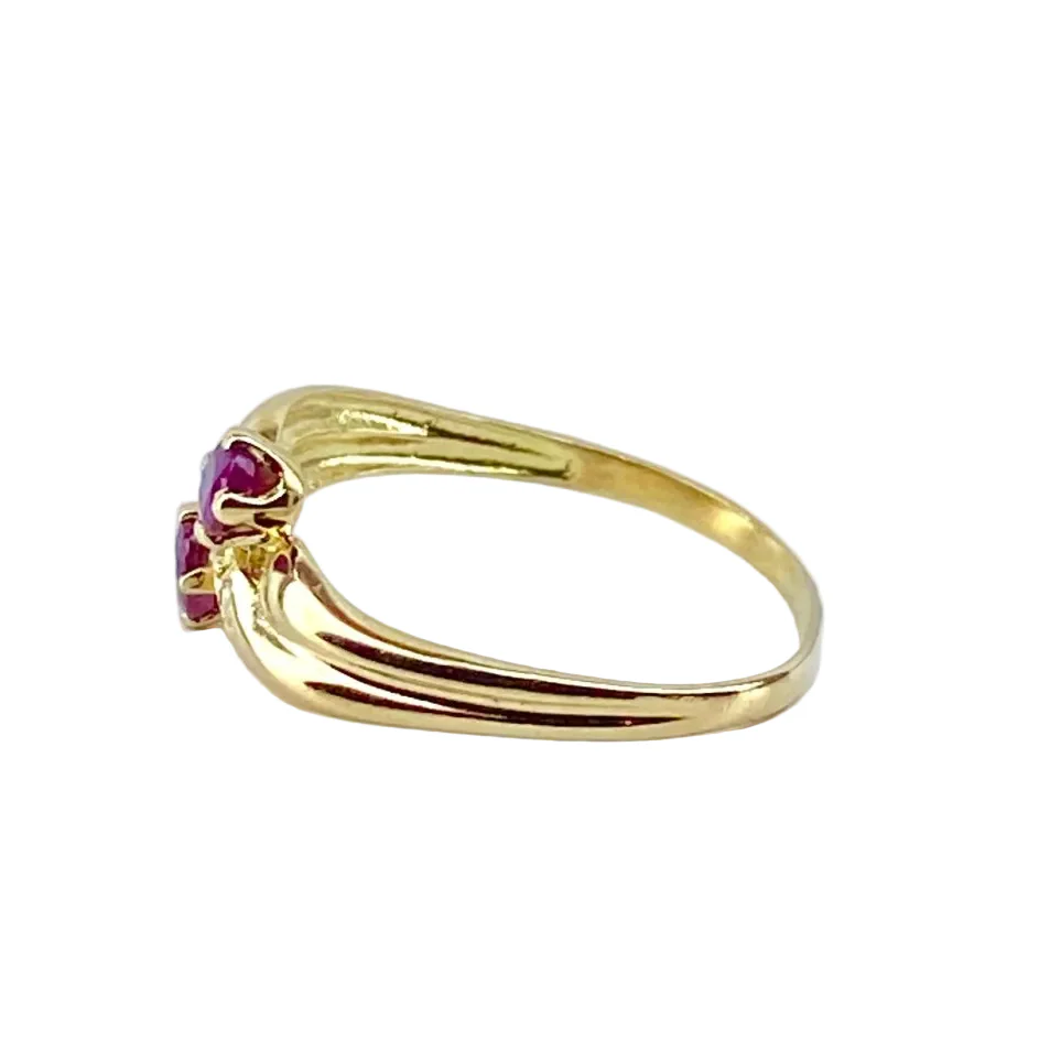 Bague Toi & Moi en or jaune, rubis et diamants - Image 4