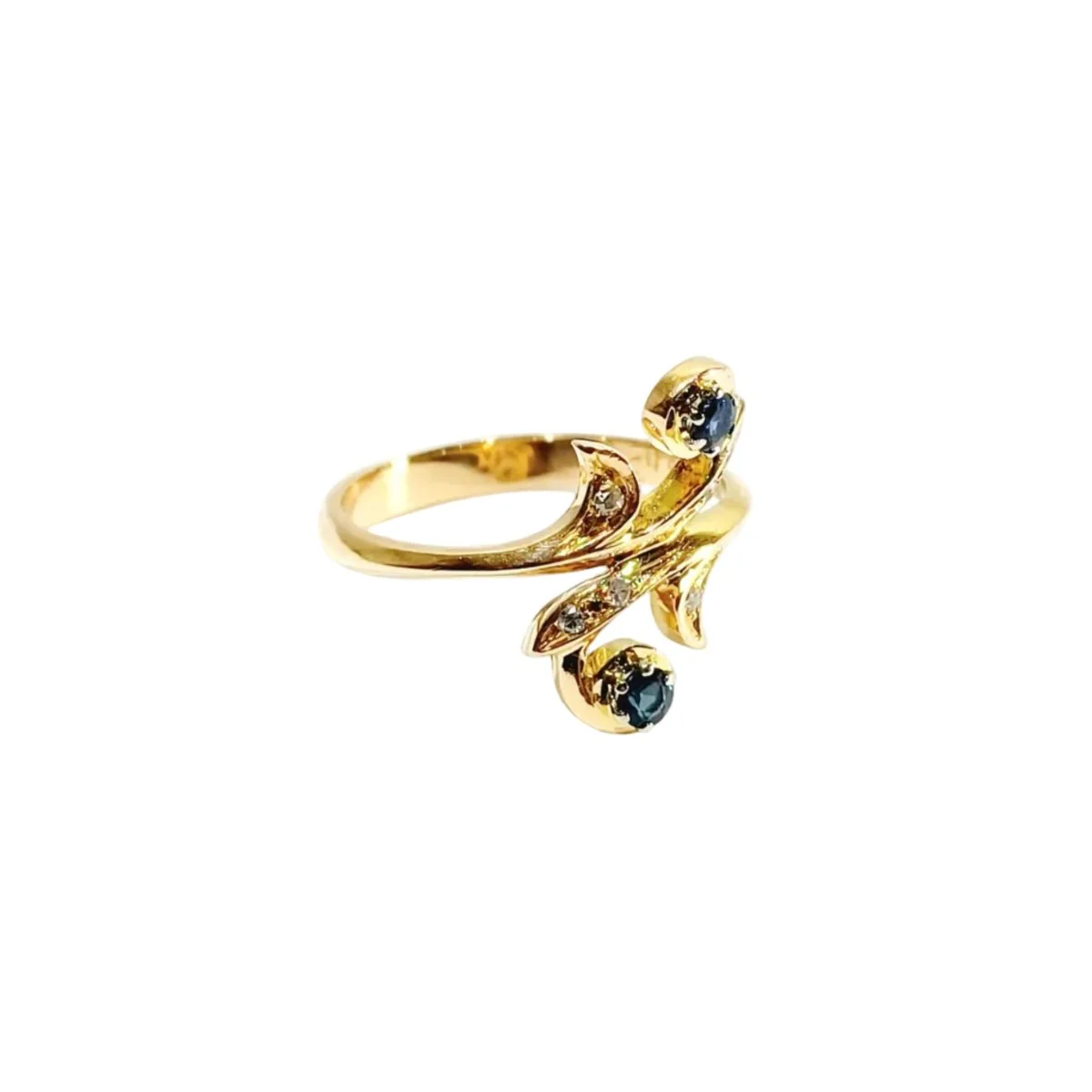 Bague Toi et Moi en or jaune, saphir, et diamants - Image 22
