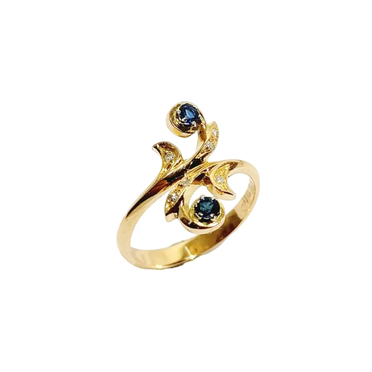 Bague Toi et Moi en or jaune, saphir, et diamants - Image 23