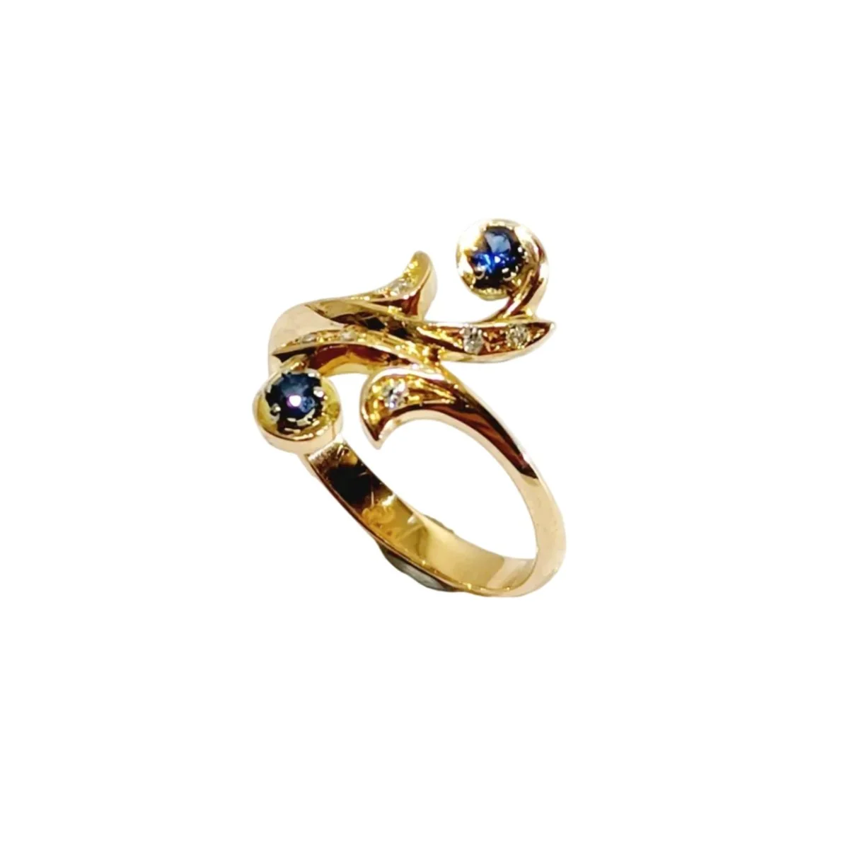 Bague Toi et Moi en or jaune, saphir, et diamants - Image 24