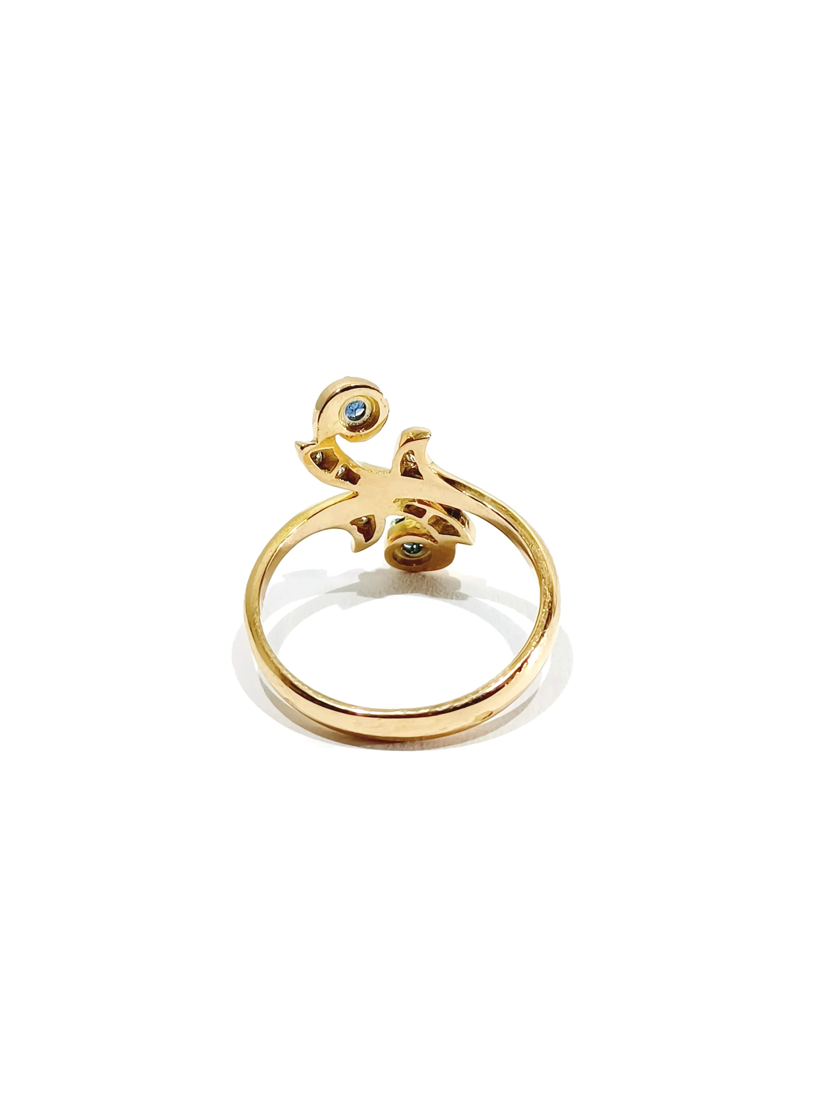 Bague Toi et Moi en or jaune, saphir, et diamants - Image 3