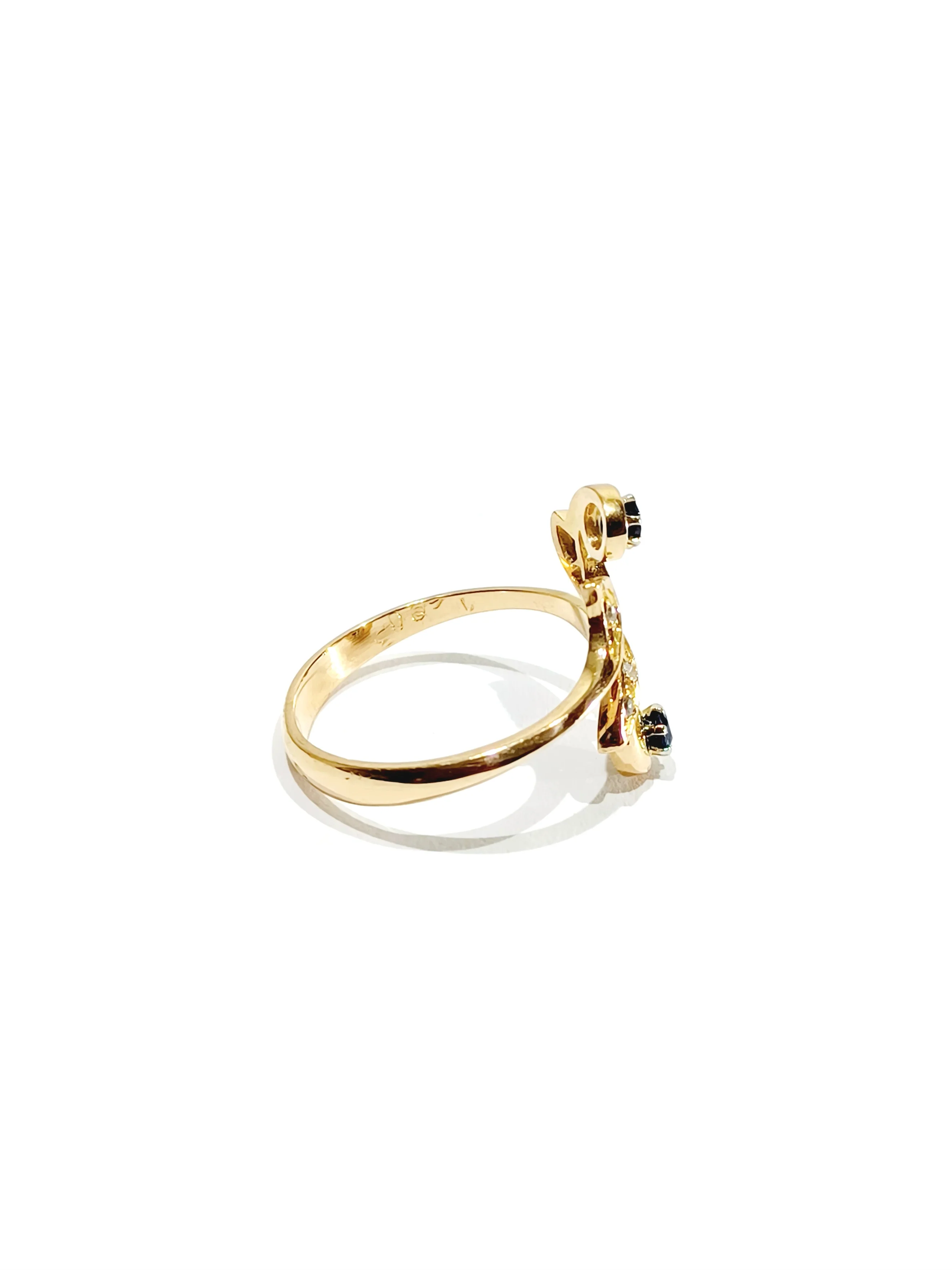 Bague Toi et Moi en or jaune, saphir, et diamants - Image 4