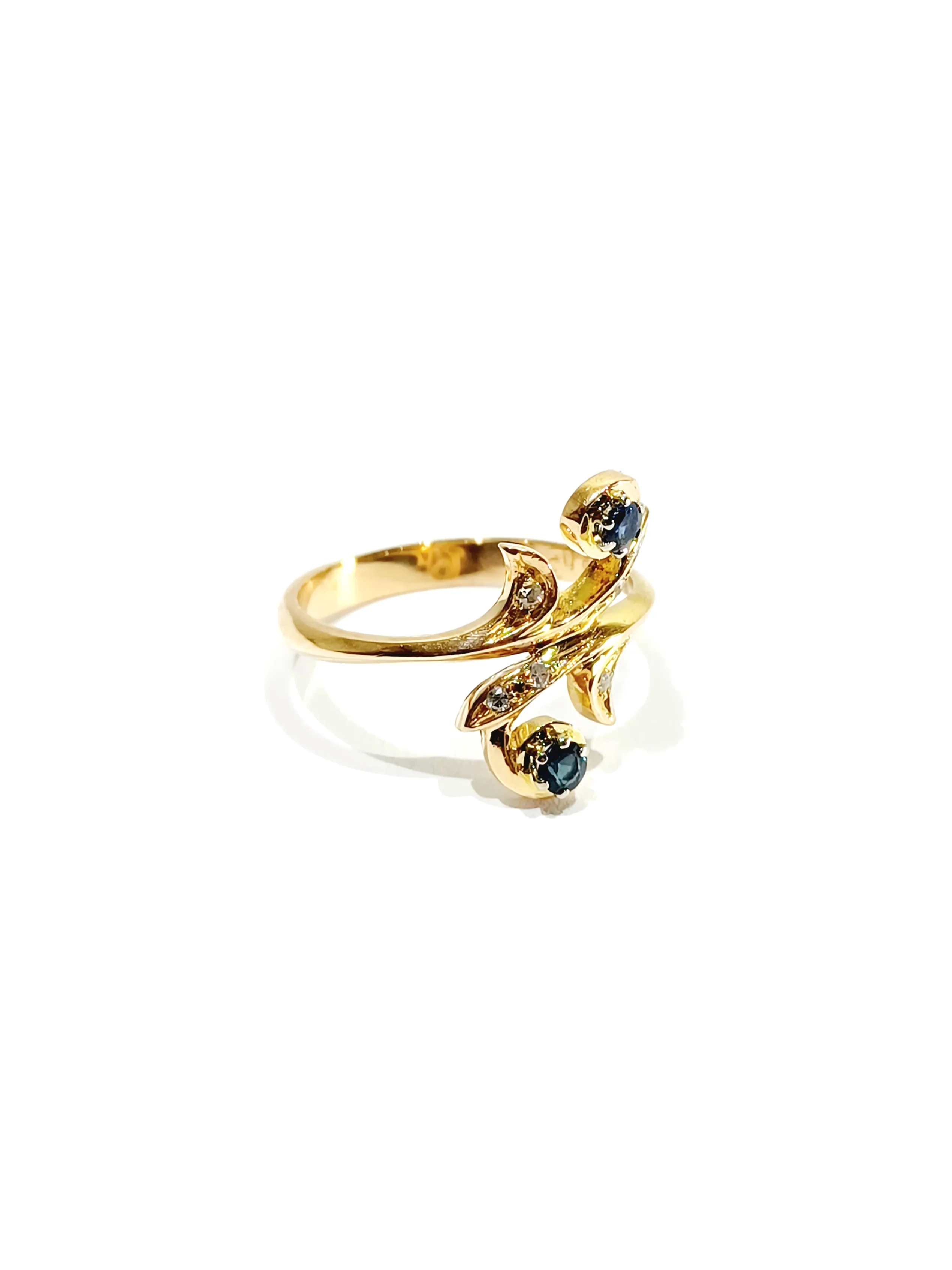Bague Toi et Moi en or jaune, saphir, et diamants - Image 5