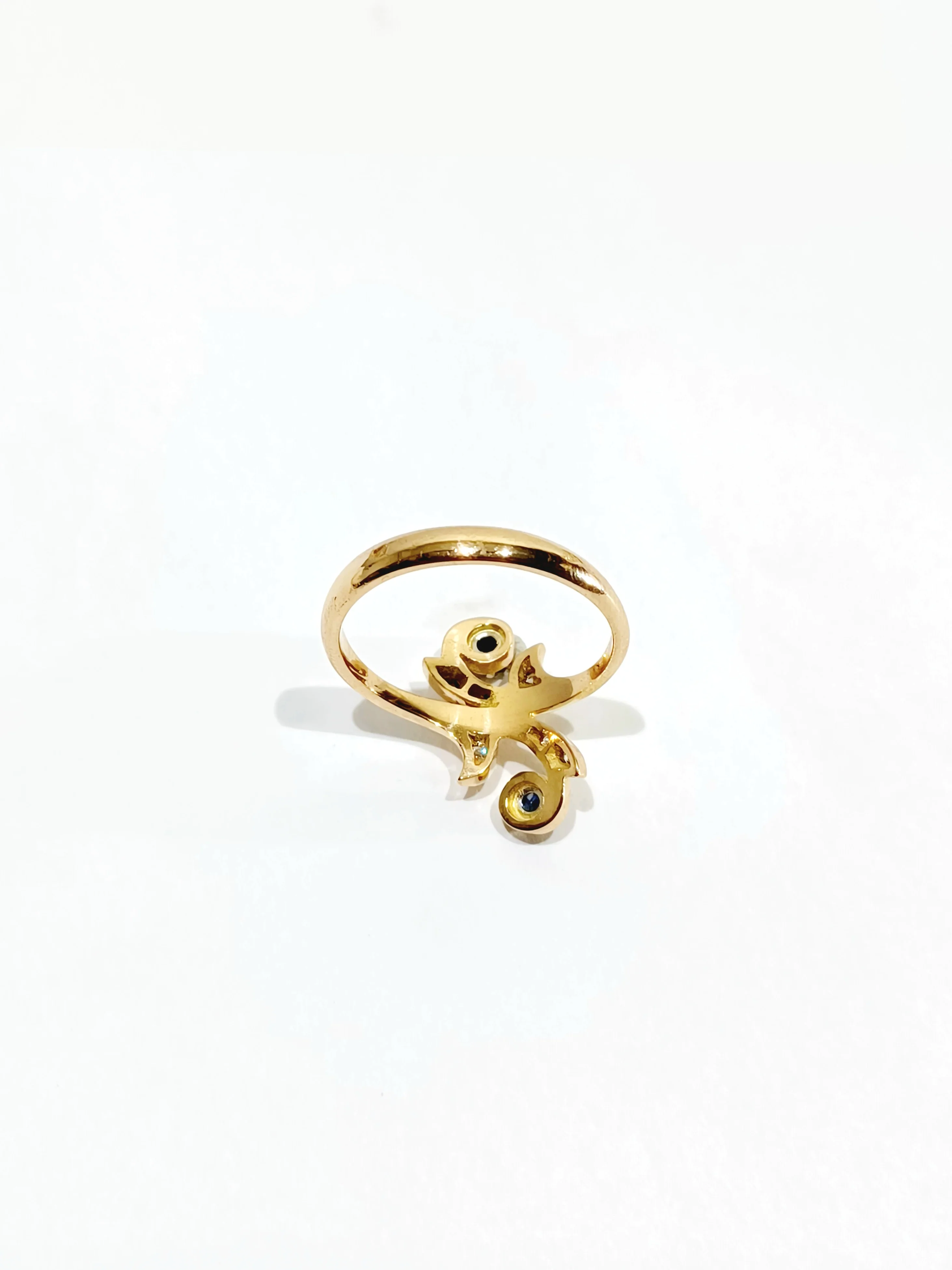 Bague Toi et Moi en or jaune, saphir, et diamants - Image 8