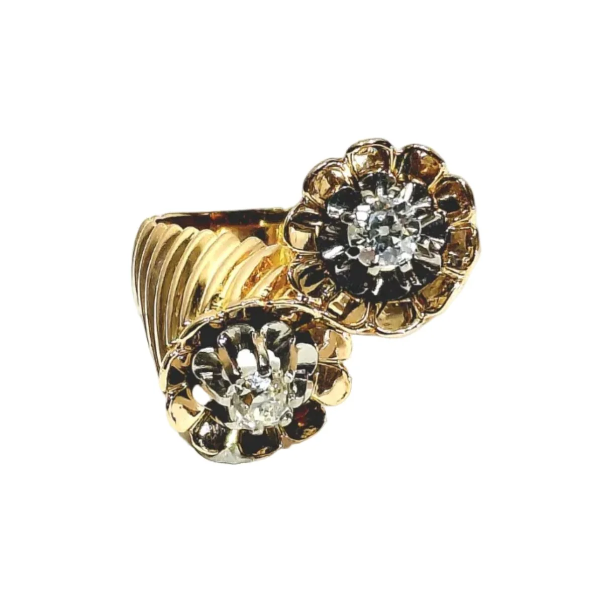 Bague Toi & Moi en or rose, platine et diamants