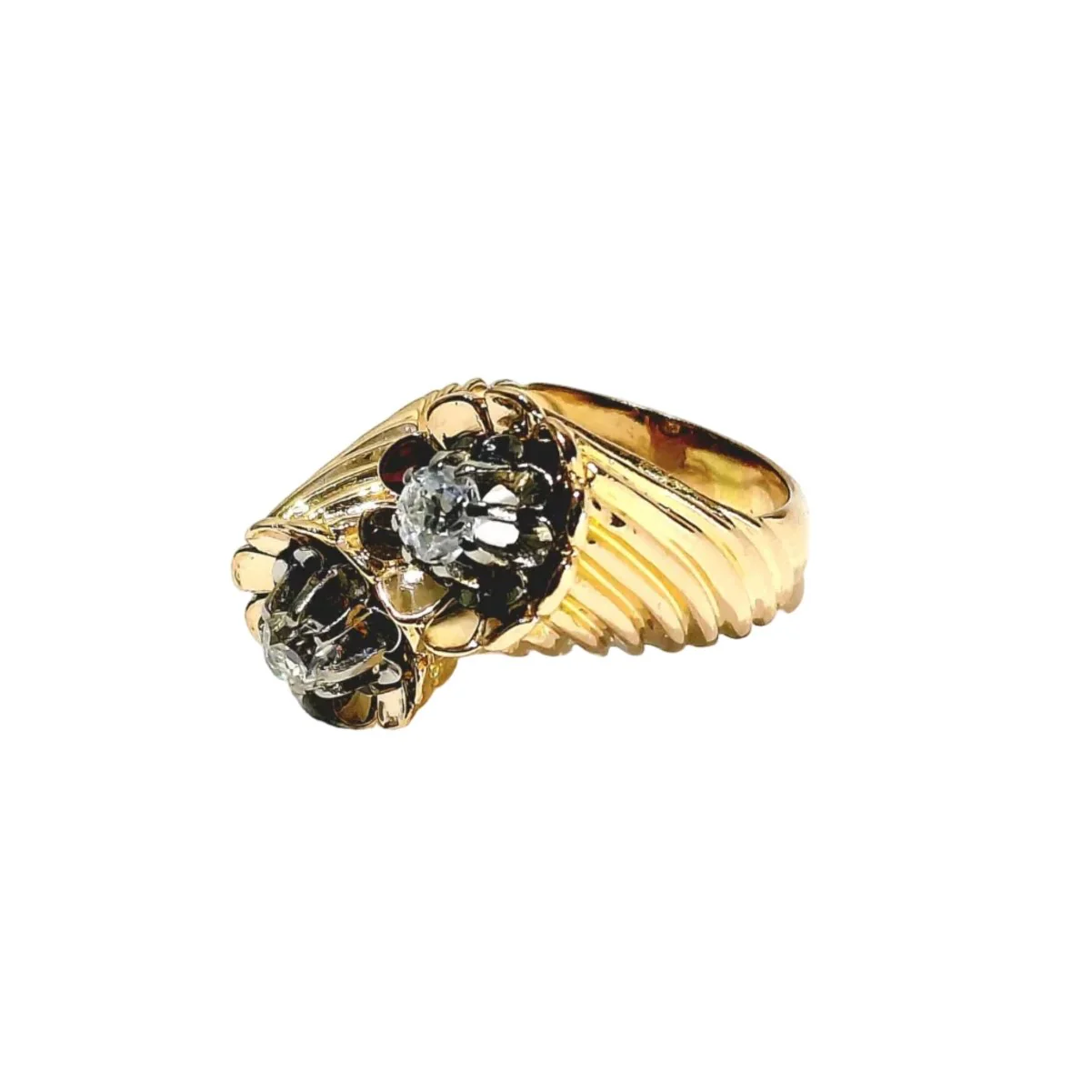 Bague Toi & Moi en or rose, platine et diamants - Image 3