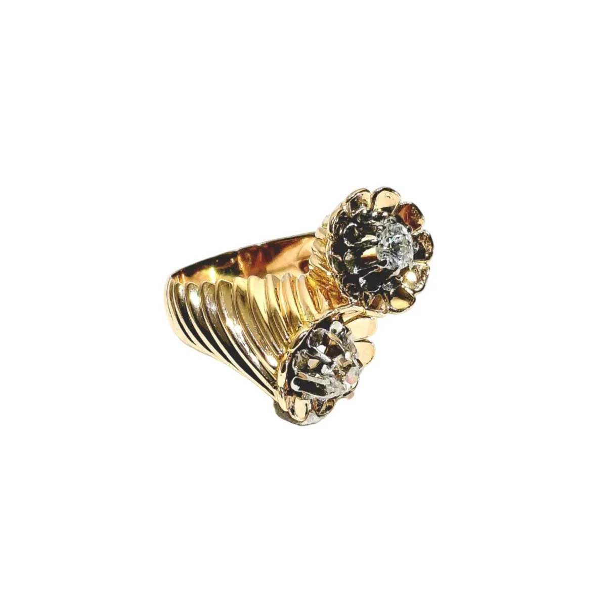 Bague Toi & Moi en or rose, platine et diamants - Image 7