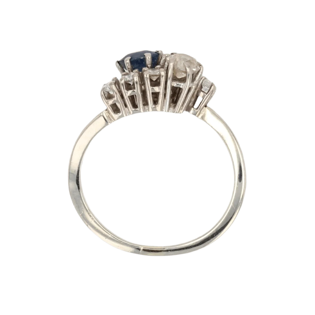 Bague Toi & Moi en or blanc, saphir et diamants - Image 6