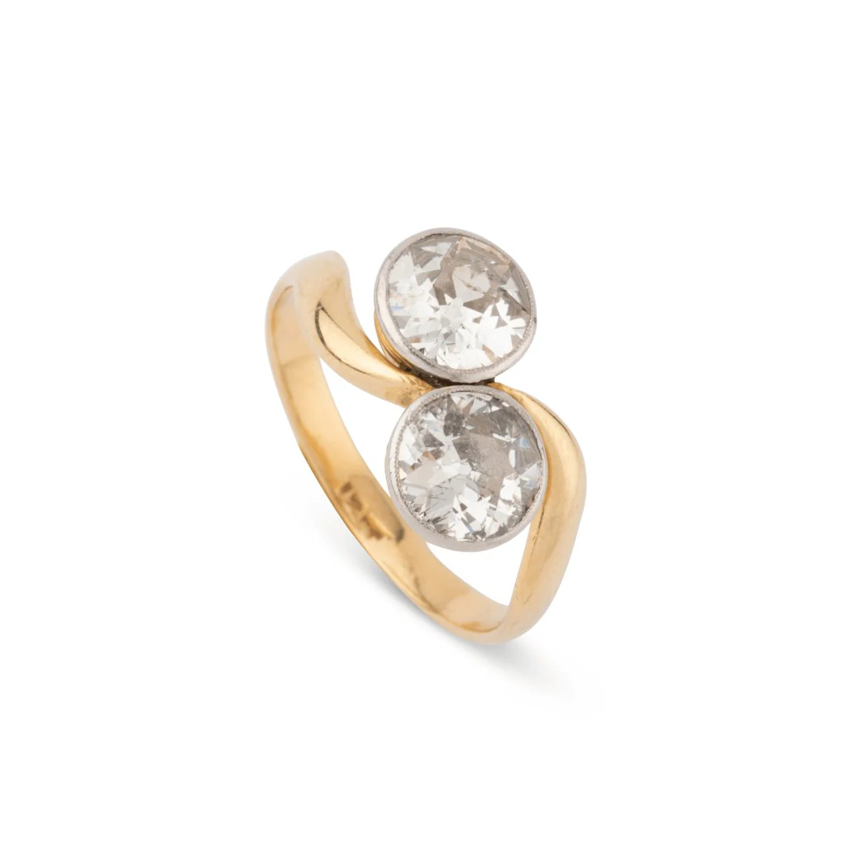 Bague toi et moi diamants, en or jaune et platine - Image 7
