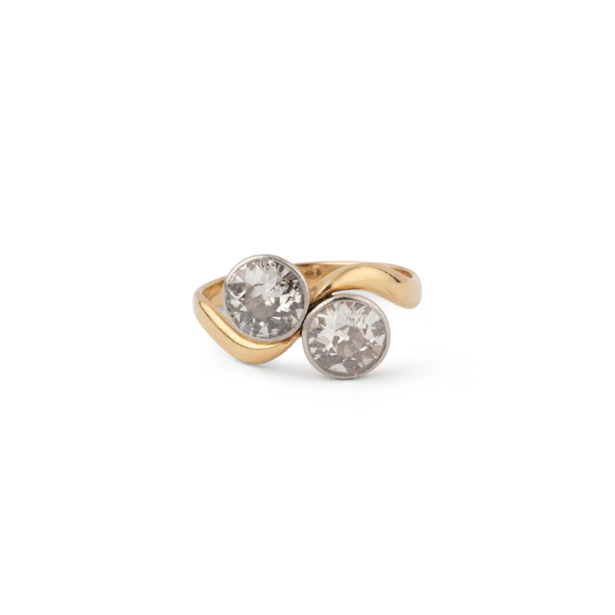 Bague toi et moi diamants, en or jaune et platine - Image 8