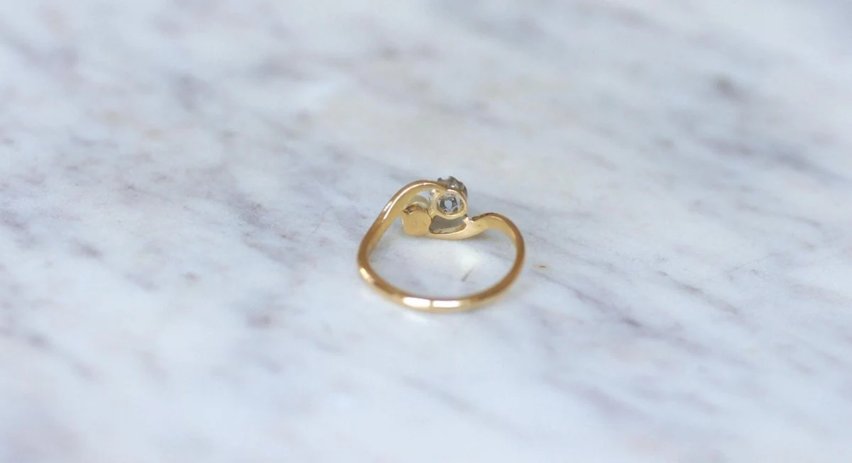 Bague Toi et Moi en Or Platine Perle et Diamant - Image 9