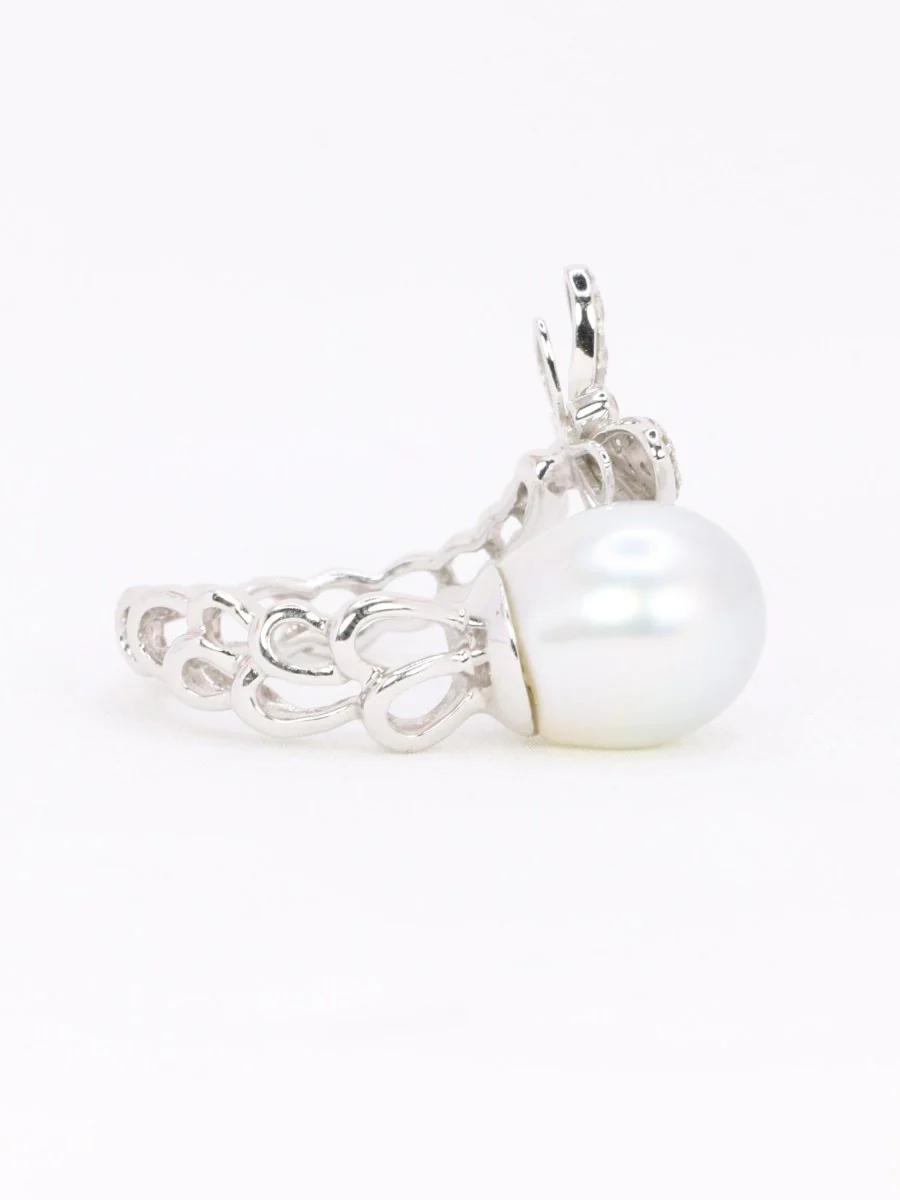 Bague toi et moi Perle & Papillon or blanc diamants - Image 7