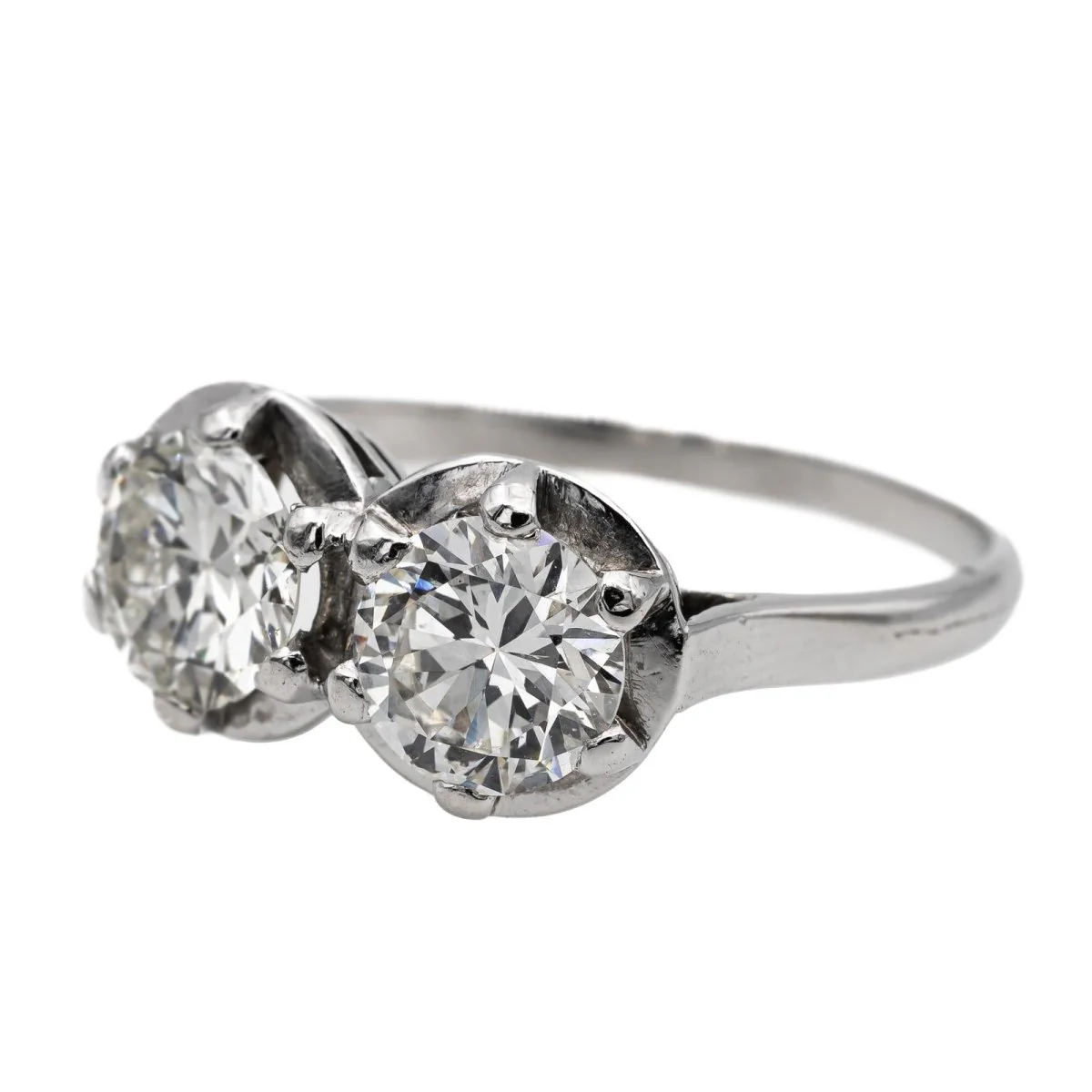 Bague Toi et Moi en platine et diamant - Image 3