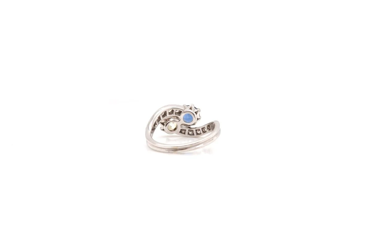 Bague Toi et Moi saphir et diamants en or blanc - Image 6