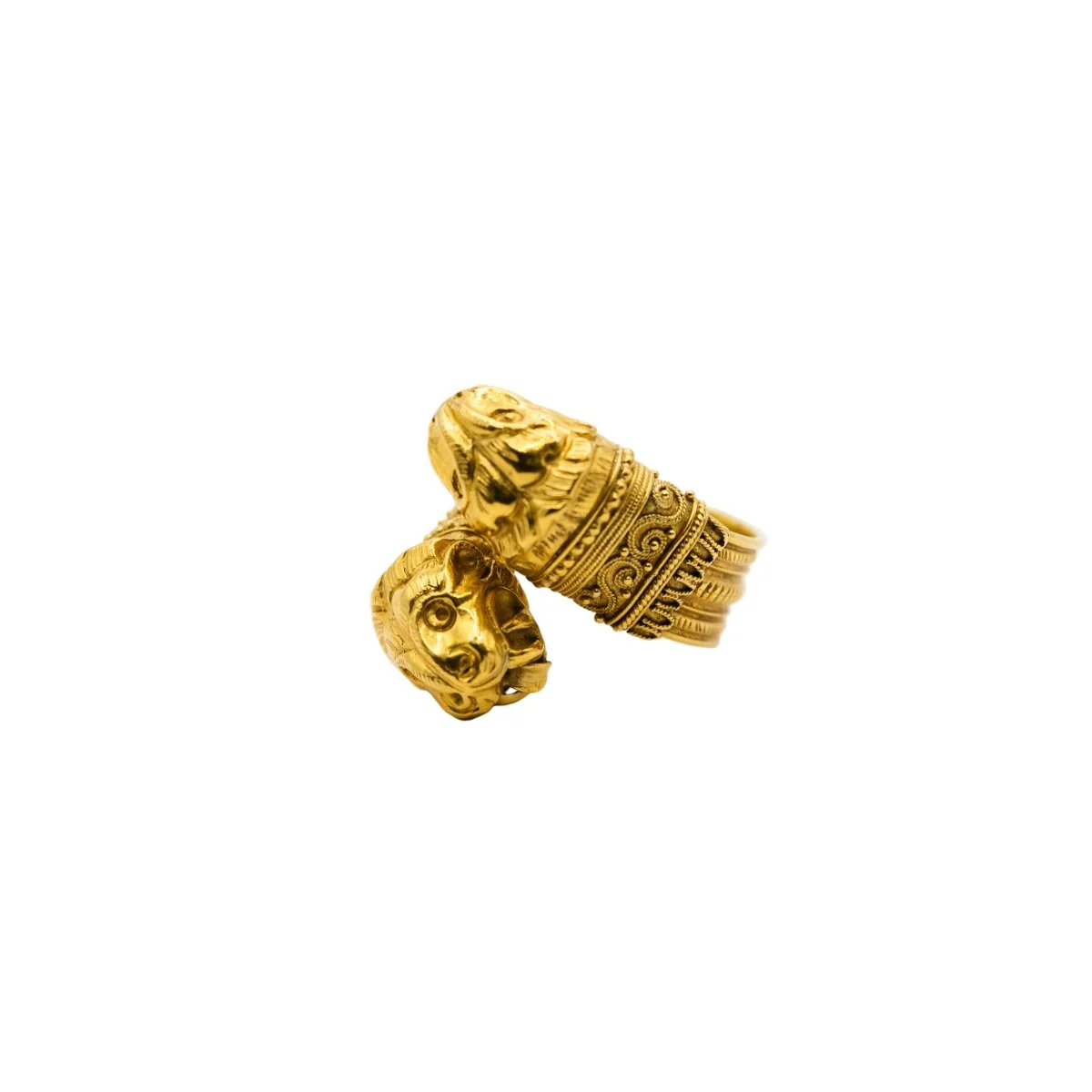 Bague Toi et Moi Tête de lion en or jaune - Image 2