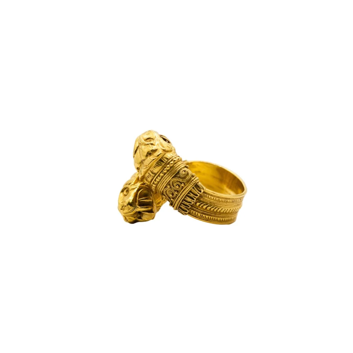 Bague Toi et Moi Tête de lion en or jaune - Image 3